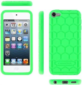 img 3 attached to 📱Silicone Case Fintie для iPod Touch 7 поколения, iPod Touch 6 поколения, iPod Touch 5 поколения - (Серия Honeycomb) Ударопрочный, нескользящий мягкий защитный чехол для iPod Touch, зеленый - светится в темноте