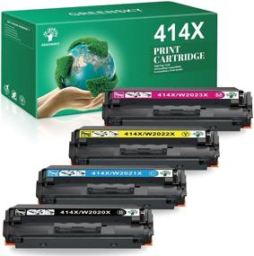 img 4 attached to GREENSKY Compatible Toner-Cartridge Replacement for HP 414X & 414A (W2020X, W2021X, W2022X, W2023X) - 🖨️ 4-Pack in Black Cyan Magenta Yellow, for HP Color Pro MFP M479fdw, M479fdn, M454dw, M454dn Printer