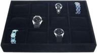 🐯 xintan tiger watch tray: 12 slot velvet display box for jewelry watches - stackable & stylish (black) логотип