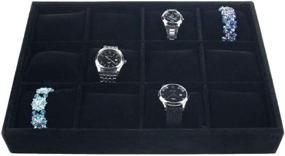 img 4 attached to 🐯 Xintan Tiger Watch Tray: 12 Slot Velvet Display Box for Jewelry Watches - Stackable & Stylish (Black)