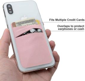 img 2 attached to Black and Pink Adhesive Stretchy Fabric Lycra Card Holder for Phone - Dual Slots Stick On Wallet Pocket for iPhone and Smartphones