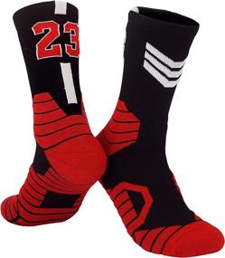 img 3 attached to 🏀 Men's Athletic Basketball Socks (4 Pairs) for Fans - Crew Socks with Player Jersey Number Design