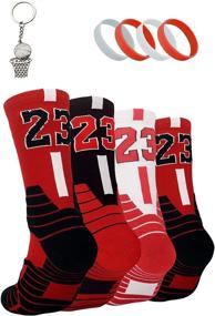 img 4 attached to 🏀 Men's Athletic Basketball Socks (4 Pairs) for Fans - Crew Socks with Player Jersey Number Design