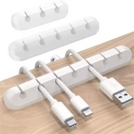 💡 soulwit cable holder clips 3-pack: efficient cord management for desktop usb charging, power, mouse cables - self adhesive silicone, ideal for home & office (white) logo