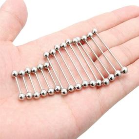 img 1 attached to 16PCS Mix Sizes Surgical Steel Industrial Barbell Body Piercing Jewelry for Women Men - Straight Bar Length 12-40mm - Tongue Helix Nipple Cartilage Earring Retainer