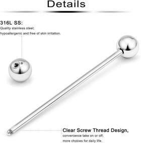 img 2 attached to 16PCS Mix Sizes Surgical Steel Industrial Barbell Body Piercing Jewelry for Women Men - Straight Bar Length 12-40mm - Tongue Helix Nipple Cartilage Earring Retainer