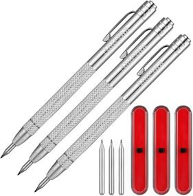 img 4 attached to ✍️ Anteiwa Tungsten Carbide Scriber Marking Tools Set - 3 Pack Aluminium Etching Machinist Pen with Case, Magnet, and Clip - Ideal for Glass, Ceramics, and Metal - Includes Extra 3 Replacement Marking Tips