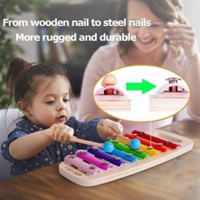 img 3 attached to Rolimate Hammering Pounding Shape Sorter Toy - Wooden Xylophone Educational Toy, Ideal Birthday Gift for 1 2 3+ Years Boy Girl Baby Toddler Kids, Developmental Montessori Learning Block Ball Toy, Enhancing Fine Motor Skills