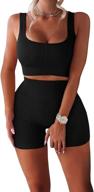 stylish and comfy ribbed tank 2 piece seamless high waist gym outfit for women's workouts логотип