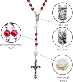 img 2 attached to 📿 Catholic Red Pearl Beads Rosary Necklace - Nazareth Store Jerusalem: Our Lady of Lourdes Medal & Cross NS