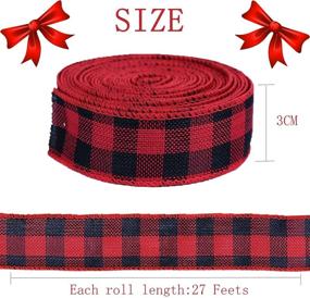 img 2 attached to 🎀 Windbom Buffalo Plaid Ribbons: 3 Rolls of Red and Black Wired Edge Ribbon for Christmas Crafts, Decorations, and Floral Bows