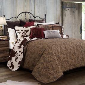 img 1 attached to 🐄 Premium Elsa 3-Piece Quilt Set with Pillow Shams - Super King Size, Brown & White Cow Print, Reversible Cotton Luxury Bedding Set - Western Farmhouse Style Bed Cover - Includes 1 Quilt and 2 Pillowcases