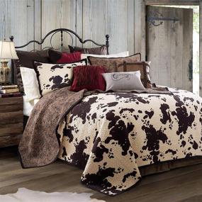 img 3 attached to 🐄 Premium Elsa 3-Piece Quilt Set with Pillow Shams - Super King Size, Brown & White Cow Print, Reversible Cotton Luxury Bedding Set - Western Farmhouse Style Bed Cover - Includes 1 Quilt and 2 Pillowcases