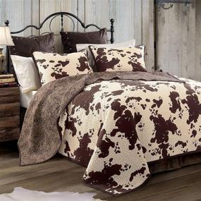 img 2 attached to 🐄 Premium Elsa 3-Piece Quilt Set with Pillow Shams - Super King Size, Brown & White Cow Print, Reversible Cotton Luxury Bedding Set - Western Farmhouse Style Bed Cover - Includes 1 Quilt and 2 Pillowcases