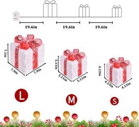 img 2 attached to Enchanting Snow-Covered Christmas Lighted Gift Boxes - Set of 3 for Festive Home Decor & Outdoor Pathways (Red/White)