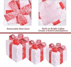 img 1 attached to Enchanting Snow-Covered Christmas Lighted Gift Boxes - Set of 3 for Festive Home Decor & Outdoor Pathways (Red/White)