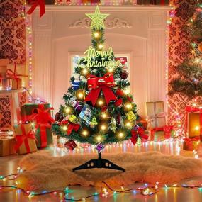 img 3 attached to Pre-lit Artificial Mini Christmas Tree 2.5FT - Small Christmas Tree with 36 Ornaments and LED Lights: Perfect Tabletop Xmas Decor for Home, Office, Party, Best Gift for Kids