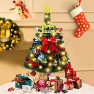 pre-lit artificial mini christmas tree 2.5ft - small christmas tree with 36 ornaments and led lights: perfect tabletop xmas decor for home, office, party, best gift for kids logo