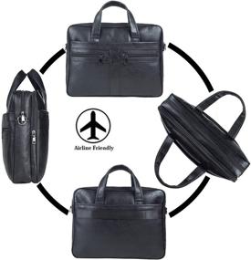 img 1 attached to 👜 Black Men's Leather Messenger Bag - 17.3" Laptop Briefcase Business Satchel Handbag Shoulder Bag for Men