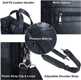 img 3 attached to 👜 Black Men's Leather Messenger Bag - 17.3" Laptop Briefcase Business Satchel Handbag Shoulder Bag for Men
