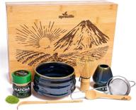 🍵 aprikalife - authentic handmade matcha tea gift set: organic ceremonial matcha green tea starter kit in bamboo gift box (navy blue) logo