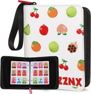 🍎 mzznx 495 mini amiibo cards pockets binder holder for animal crossing, 1.3"x1" acnh nfc tag game cards holder (fruit) logo