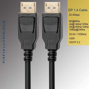 img 3 attached to 🔌 VESA Certified 8K DisplayPort to DisplayPort Cable - 6ft 2-Pack, [1440P@144Hz, 1080P@240Hz, 4K@120Hz, 8K@60Hz] & HDR Support