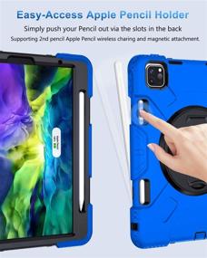 img 2 attached to SUPFIVES iPad Pro 11 inch Case 2020/2018 - Blue, with Apple Pencil Holder, 📱 Military Grade Protection, Heavy Duty Rugged Silicone Cover + Stand + Hand & Shoulder Strap