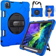 supfives ipad pro 11 inch case 2020/2018 - blue, with apple pencil holder, 📱 military grade protection, heavy duty rugged silicone cover + stand + hand & shoulder strap logo