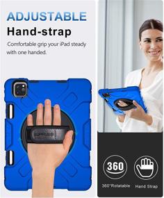 img 1 attached to SUPFIVES iPad Pro 11 inch Case 2020/2018 - Blue, with Apple Pencil Holder, 📱 Military Grade Protection, Heavy Duty Rugged Silicone Cover + Stand + Hand & Shoulder Strap