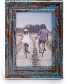 img 3 attached to Truu Design, Decorative Weathered, 4 x 6 inches, Blue Distressed Wooden Look Photo Frame, 4x6