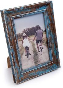 img 4 attached to Truu Design, Decorative Weathered, 4 x 6 inches, Blue Distressed Wooden Look Photo Frame, 4x6