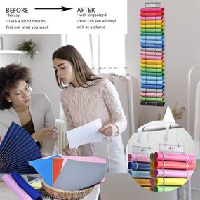 img 3 attached to 🗂️ Maximize Space and Organization with the Vinyl Roll Storage Organizer and Holder - 24 Roll Aohcae Craft Hanging Adjustable Rack for Diamond Painting Supplies, Closet, Door, and Wall Mount