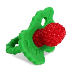 img 2 attached to RaZbaby RaZberry Silicone Baby Teether Toy - Soothe Sore Gums and Hands-Free Teething Relief - BPA Free - Easy-to-Hold Fruit Shape (Red)