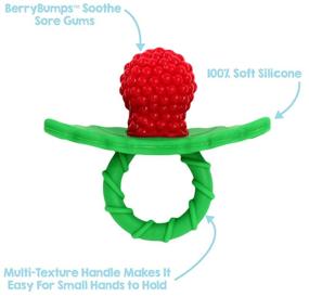 img 3 attached to RaZbaby RaZberry Silicone Baby Teether Toy - Soothe Sore Gums and Hands-Free Teething Relief - BPA Free - Easy-to-Hold Fruit Shape (Red)