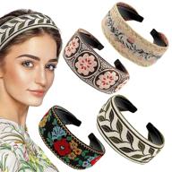 🌸 boho headband handmade embroidery floral wide headbands vintage ethnic style hair band for women girls - unique hair accessories logo