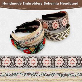 img 2 attached to 🌸 Boho Headband Handmade Embroidery Floral Wide Headbands Vintage Ethnic Style Hair Band for Women Girls - Unique Hair Accessories