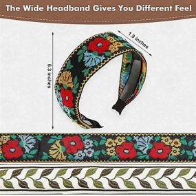 img 3 attached to 🌸 Boho Headband Handmade Embroidery Floral Wide Headbands Vintage Ethnic Style Hair Band for Women Girls - Unique Hair Accessories