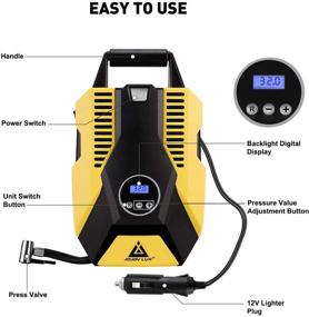 img 3 attached to 🚗 12V DC Portable Air Compressor Pump for Car Tires - Digital Auto Tire Inflator, 150 PSI Auto Shut Off with Emergency LED Flasher, Long Cable for Car, Bicycle, Motorcycle, Air Boat, and More Inflatables