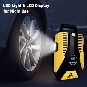 img 1 attached to 🚗 12V DC Portable Air Compressor Pump for Car Tires - Digital Auto Tire Inflator, 150 PSI Auto Shut Off with Emergency LED Flasher, Long Cable for Car, Bicycle, Motorcycle, Air Boat, and More Inflatables