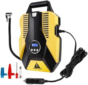 img 4 attached to 🚗 12V DC Portable Air Compressor Pump for Car Tires - Digital Auto Tire Inflator, 150 PSI Auto Shut Off with Emergency LED Flasher, Long Cable for Car, Bicycle, Motorcycle, Air Boat, and More Inflatables