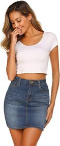img 2 attached to Chigant Women's Plus Size Stretchy High Waisted Denim Mini Skirt - Jean Skirts (L-5XL)