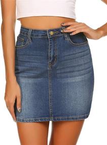 img 4 attached to Chigant Women's Plus Size Stretchy High Waisted Denim Mini Skirt - Jean Skirts (L-5XL)