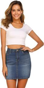 img 3 attached to Chigant Women's Plus Size Stretchy High Waisted Denim Mini Skirt - Jean Skirts (L-5XL)