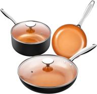 🍳 copper cookware set - michelangelo 5 piece, ultra nonstick pots and pans with ceramic interior, copper nonstick cookware set, ceramic pot and pans set, copper pots and pans, copper pots set -5pcs logo