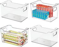 📦 mdesign large clear plastic storage bin basket with handles - 10" wide - 4 pack - for home, office, cabinets, closets, drawers, desks, tables, workspace логотип