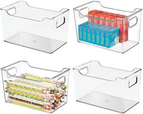 img 4 attached to 📦 mDesign Large Clear Plastic Storage Bin Basket with Handles - 10" Wide - 4 Pack - for Home, Office, Cabinets, Closets, Drawers, Desks, Tables, Workspace