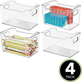 img 3 attached to 📦 mDesign Large Clear Plastic Storage Bin Basket with Handles - 10" Wide - 4 Pack - for Home, Office, Cabinets, Closets, Drawers, Desks, Tables, Workspace