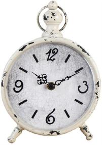 img 2 attached to 🕰️ CKLT Vintage Table Clock: European Style Antique Home Decor & Retro Iron Craft Shelf Desk Gift Clock (White)