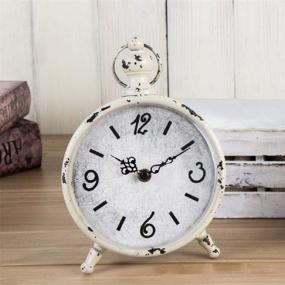 img 1 attached to 🕰️ CKLT Vintage Table Clock: European Style Antique Home Decor & Retro Iron Craft Shelf Desk Gift Clock (White)